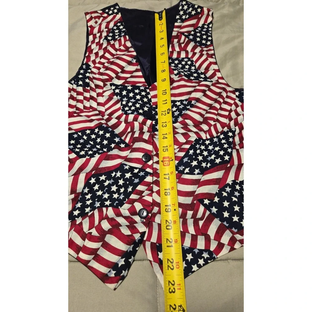 Vintage American Flag Vest Patriotic USA Stars Stripes Performer Festival 80s 90